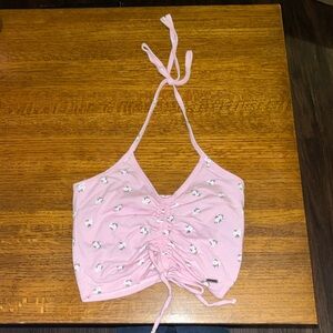 Hollister Pink Floral Crop Top